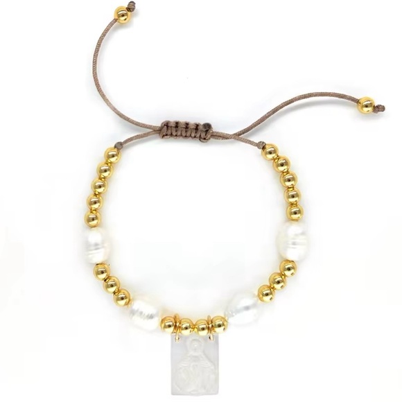 Our Lady of Grace~ Virgin de Guadelupe Mary Mother of Pearl Carved Bead Bracelet - Picture 11 of 16